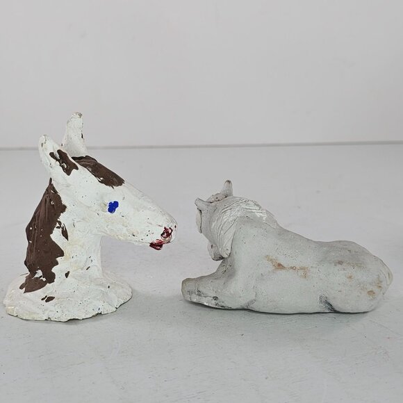 Vintage Clay Horse Figurines Set Of 4 Hand Painted Folk Art *FLAWS* - Picture 8 of 11